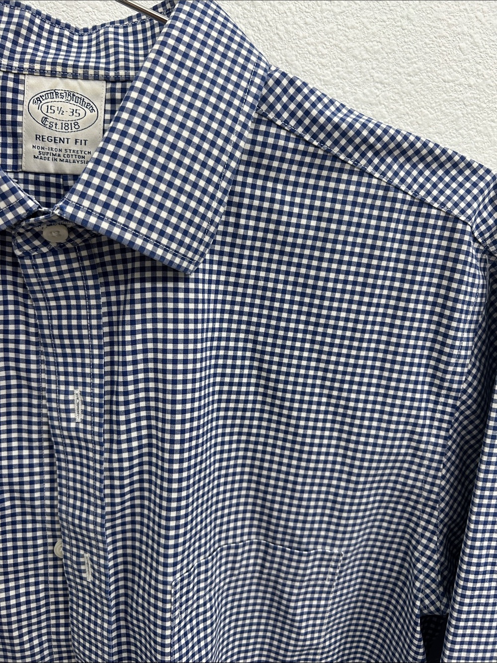 Brooks Brothers Men's Blue Gingham Button-Up Shirt - Picture 5 of 6